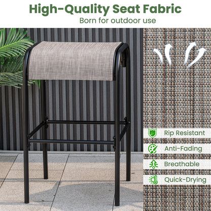 Set Of 2 Metal Bar Stools, Curved Fabric Seat, Patio Bar Stools at Gallery Canada
