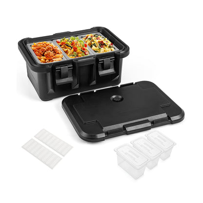 31 QT Insulated Food Pan Container, 3 Transparent Pans With Lids, Black Food Warmers & Burners Black at Gallery Canada