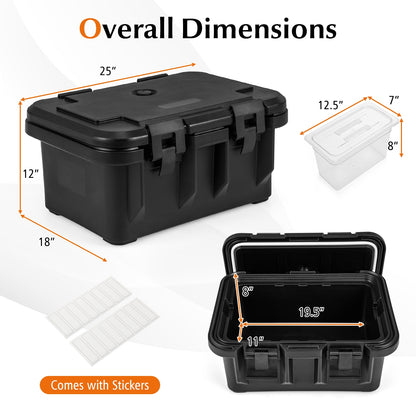 31 QT Insulated Food Pan Container, 3 Transparent Pans With Lids, Black Food Warmers & Burners at Gallery Canada