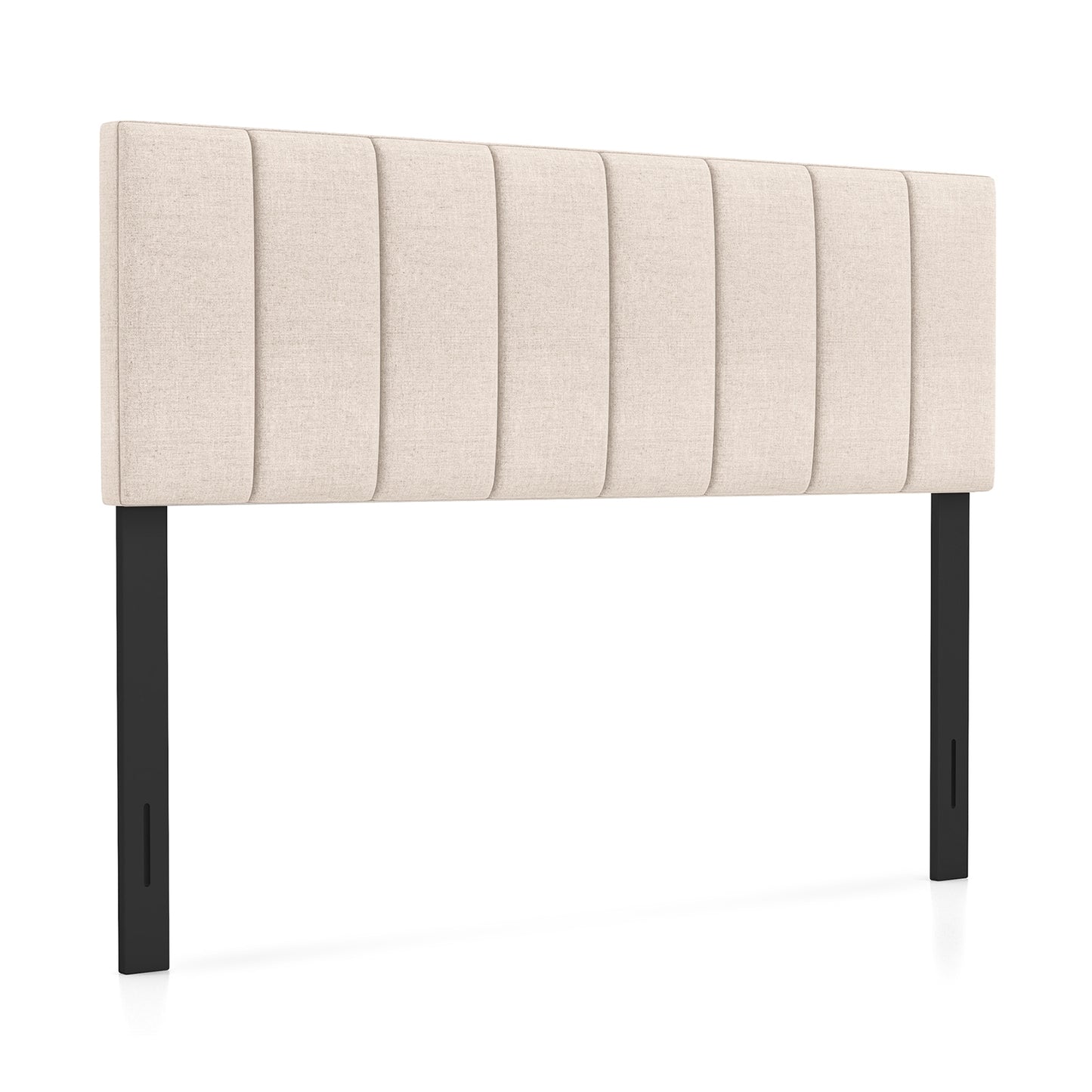 Linen Upholstered Headboard, Solid Wood Legs, Adjustable Width, Beige Headboards at Gallery Canada