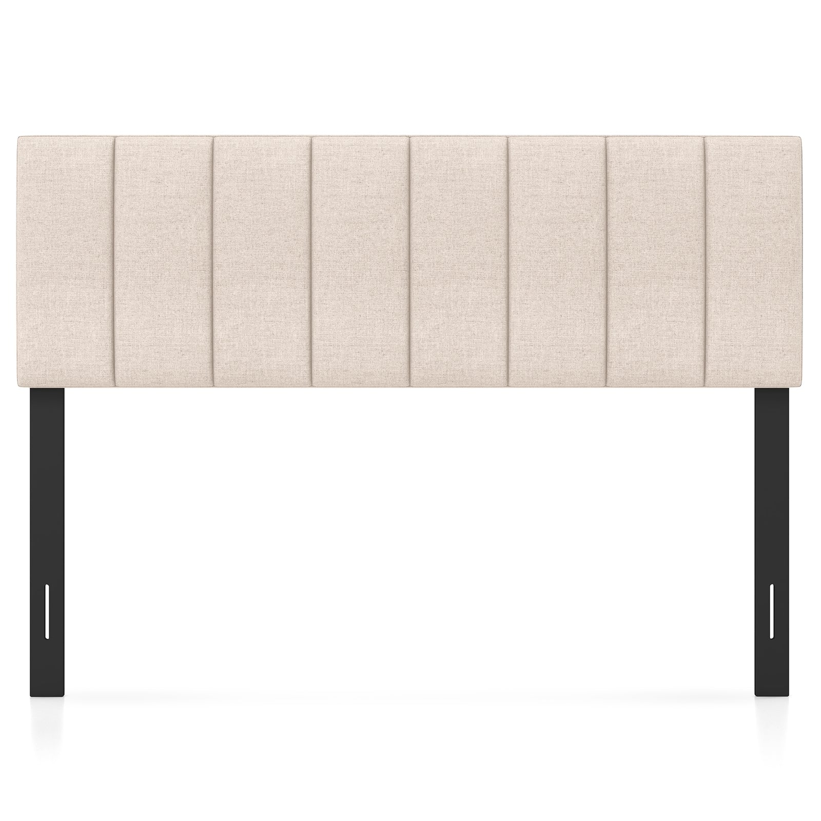 Linen Upholstered Headboard, Solid Wood Legs, Adjustable Width, Beige Headboards Beige at Gallery Canada
