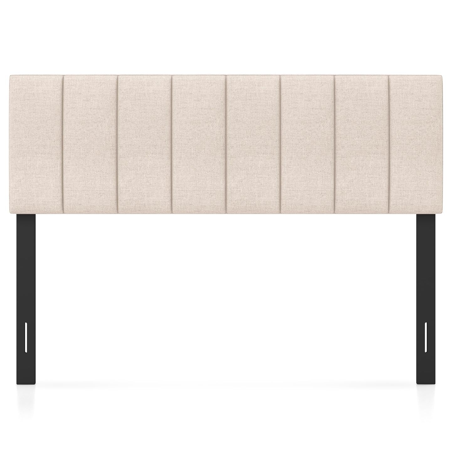 Linen Upholstered Headboard, Solid Wood Legs, Adjustable Width, Beige Headboards Beige at Gallery Canada