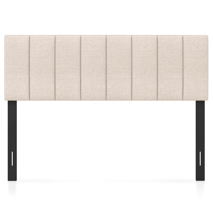 Linen Upholstered Headboard, Solid Wood Legs, Adjustable Width, Beige Headboards Beige at Gallery Canada