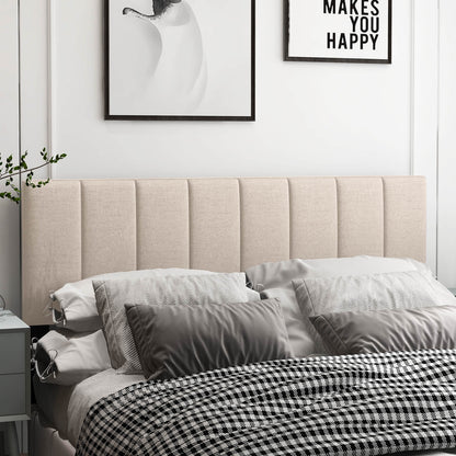 Linen Upholstered Headboard, Solid Wood Legs, Adjustable Width, Beige Headboards at Gallery Canada