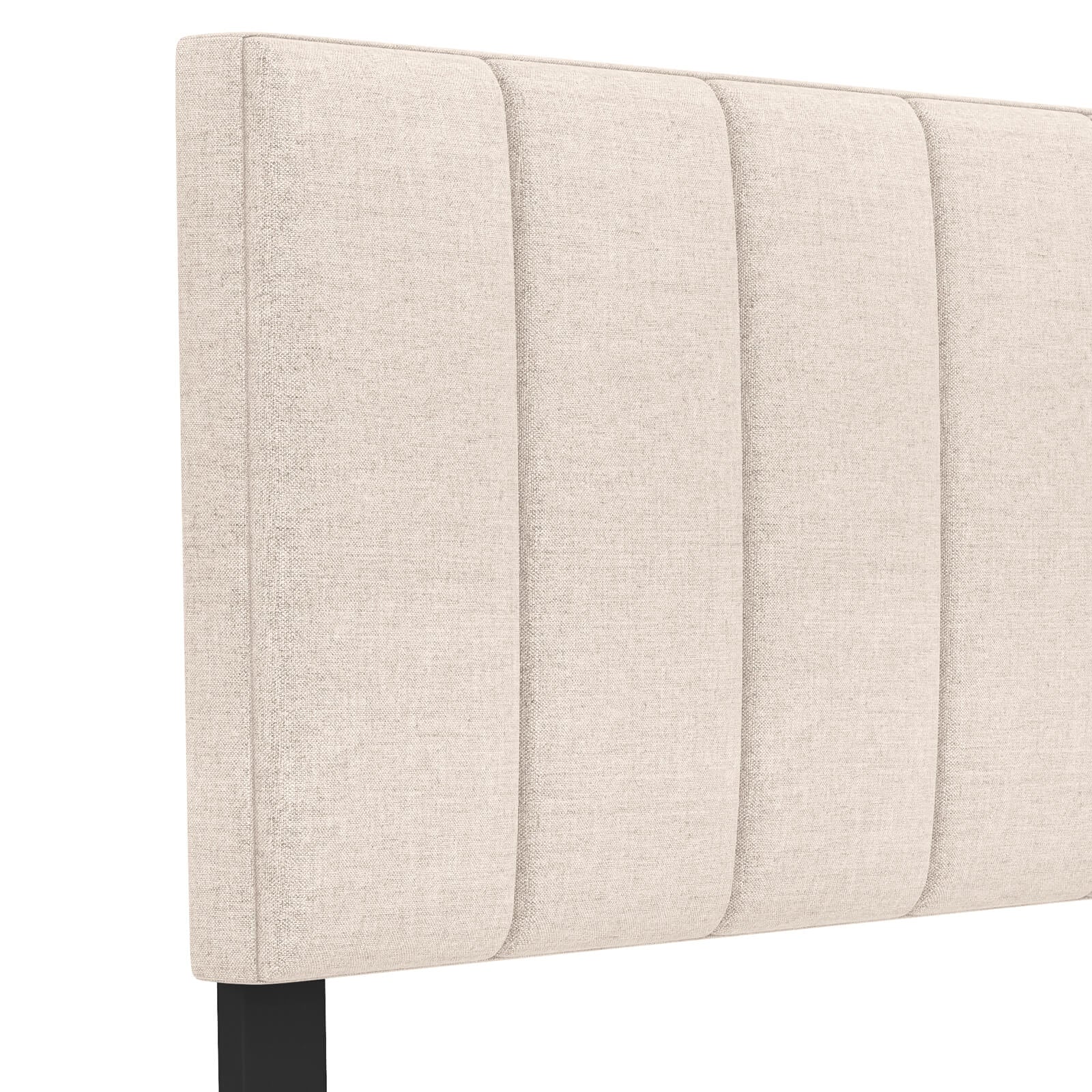 Linen Upholstered Headboard, Solid Wood Legs, Adjustable Width, Beige Headboards at Gallery Canada