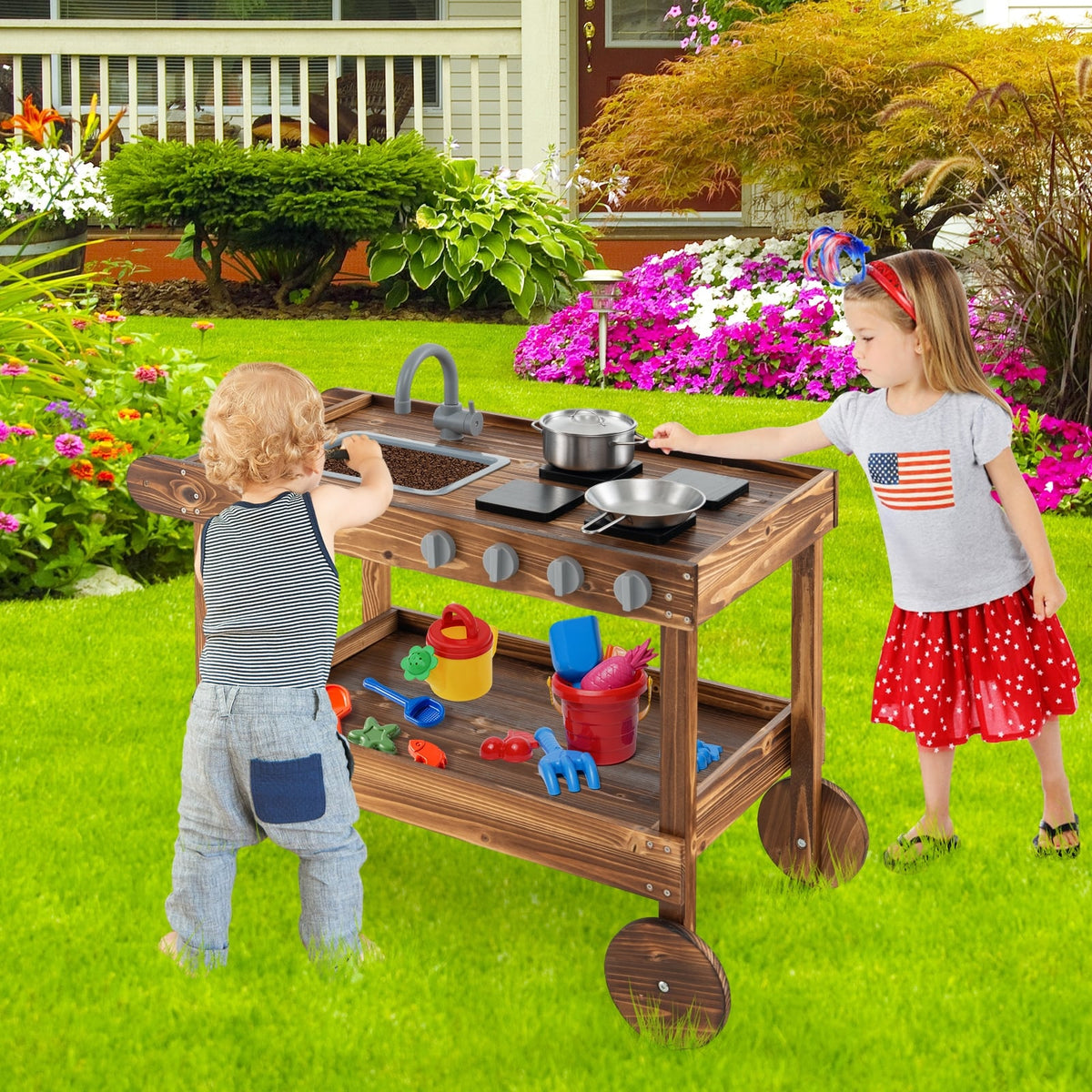Outdoor Movable Mud Kitchen, Natural Play Kitchen Sets at Gallery Canada