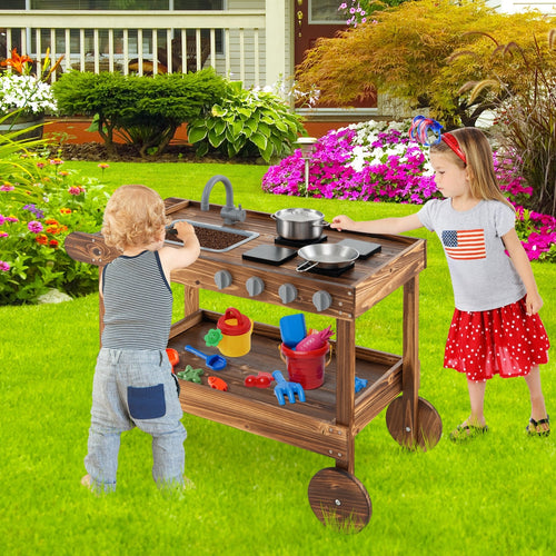 Outdoor Movable Mud Kitchen, Natural