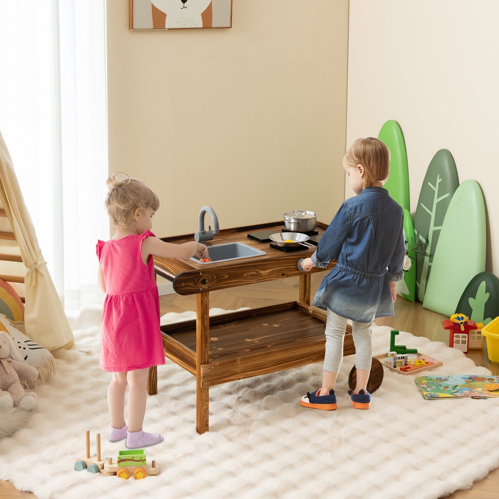 Outdoor Movable Mud Kitchen, Natural Play Kitchen Sets at Gallery Canada
