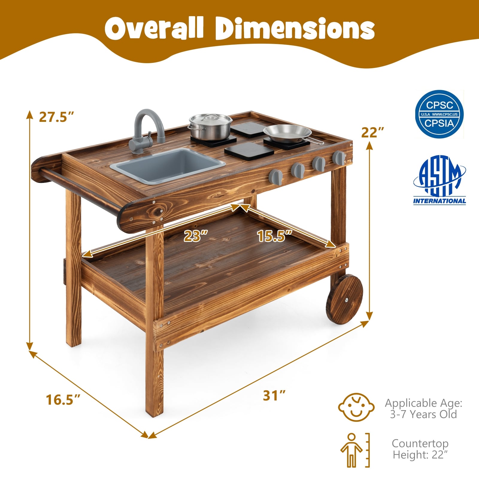 Outdoor Movable Mud Kitchen, Natural Play Kitchen Sets at Gallery Canada
