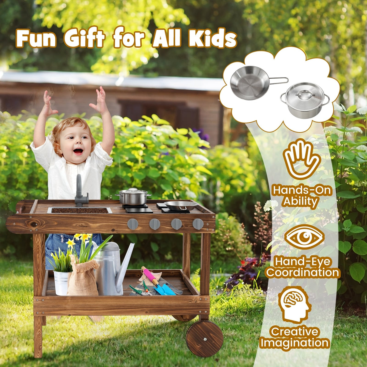 Outdoor Movable Mud Kitchen, Natural Play Kitchen Sets at Gallery Canada