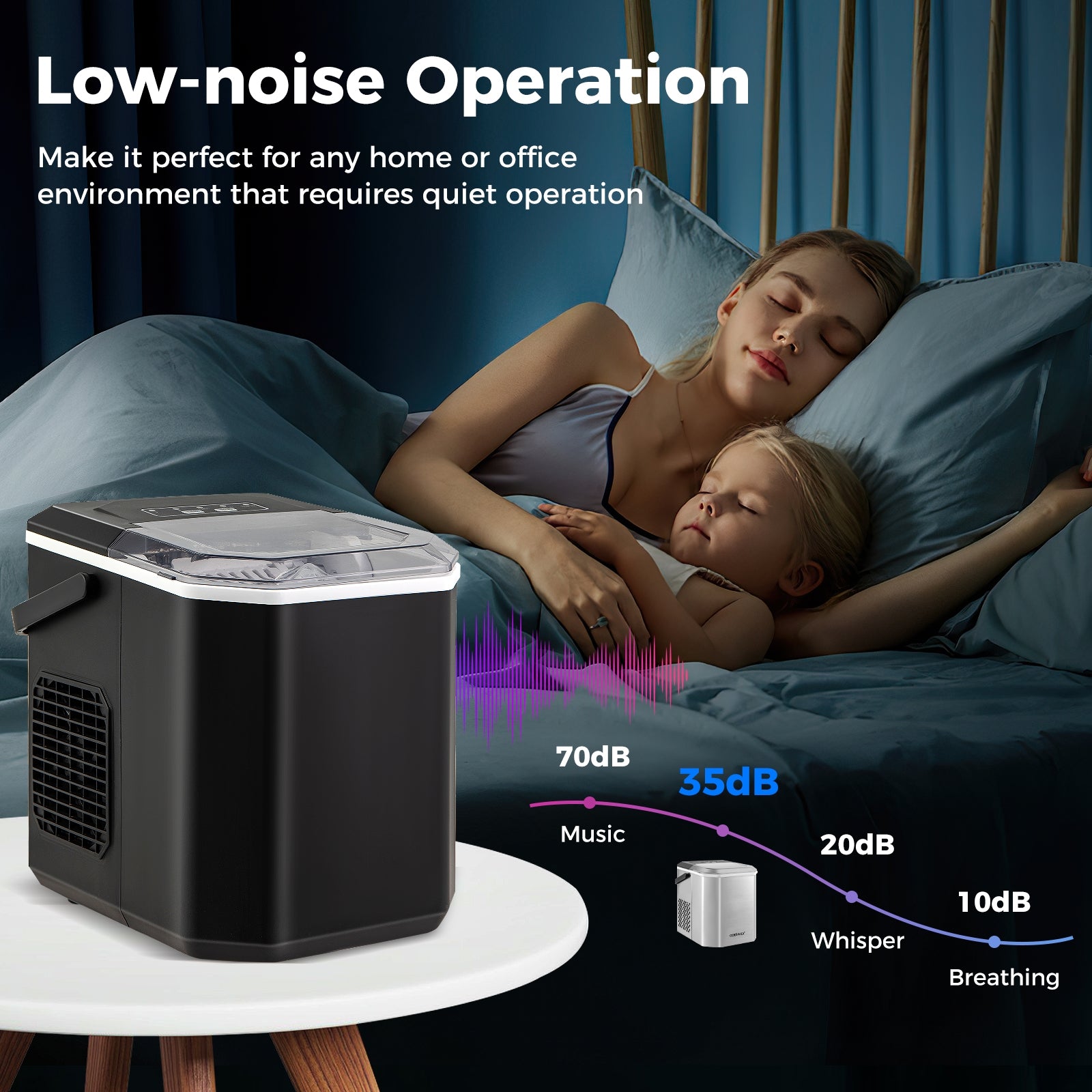 Countertop Ice Maker With Self-Cleaning, Black Ice Makers at Gallery Canada