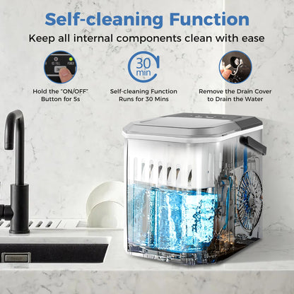 Countertop Ice Maker With Self-Cleaning, Black Ice Makers at Gallery Canada