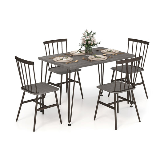 5-Piece Dining Table Set For 4, 360° Swivel Feet, Small Place, Gray, Grey Oak Dining Room Sets Gray at Gallery Canada