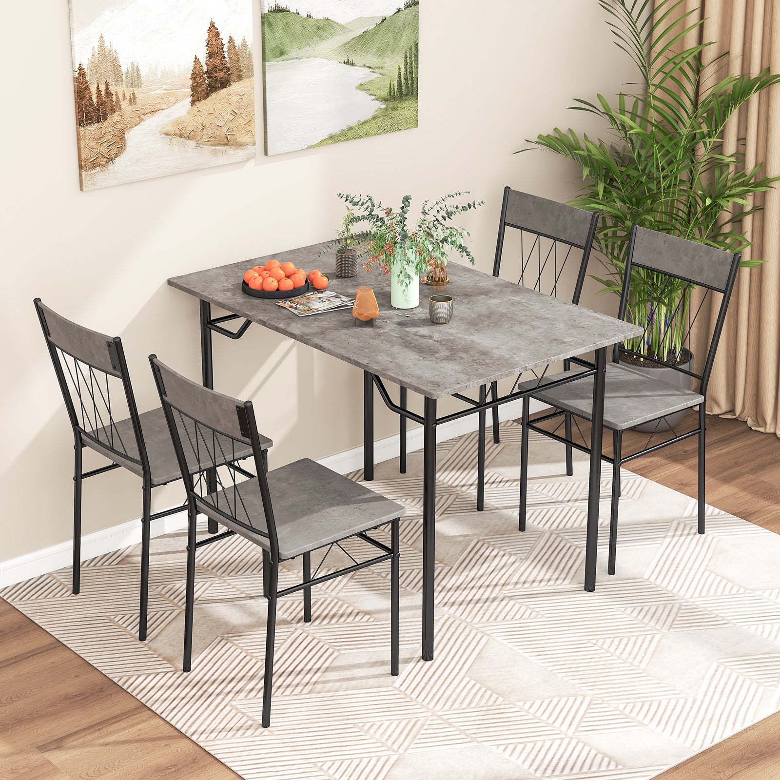 5-Piece Dining Table Set For 4, Kitchen Table And 4 Chairs, Gray Dining Room Sets at Gallery Canada
