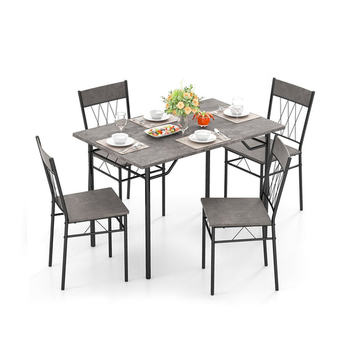 5-Piece Dining Table Set For 4, Kitchen Table And 4 Chairs, Gray