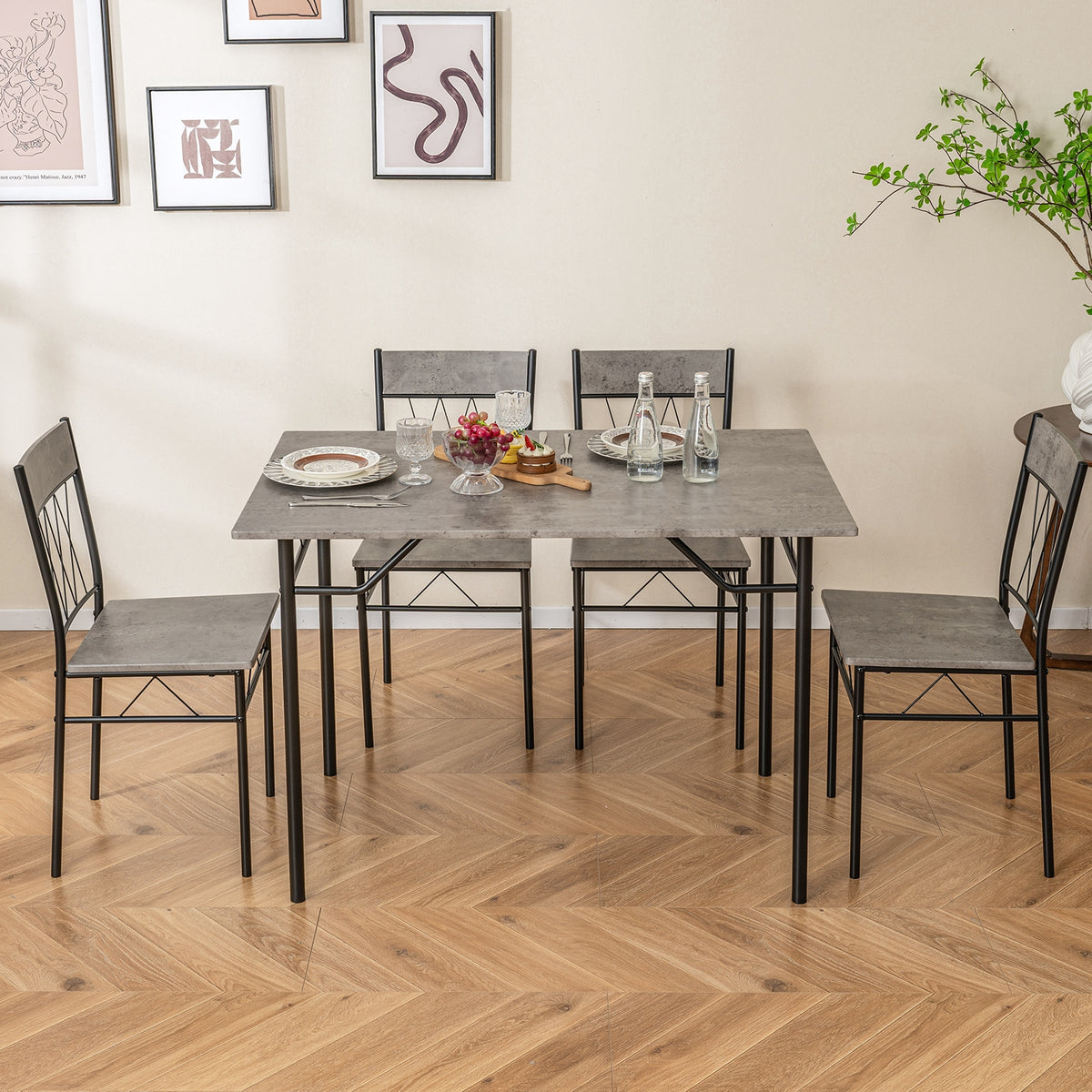 5-Piece Dining Table Set For 4, Kitchen Table And 4 Chairs, Gray Dining Room Sets at Gallery Canada