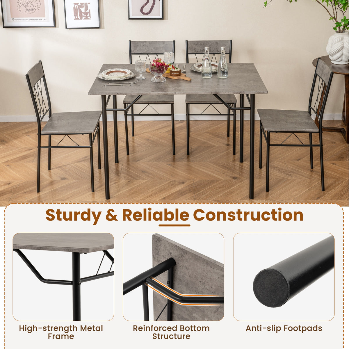 5-Piece Dining Table Set For 4, Kitchen Table And 4 Chairs, Gray Dining Room Sets at Gallery Canada