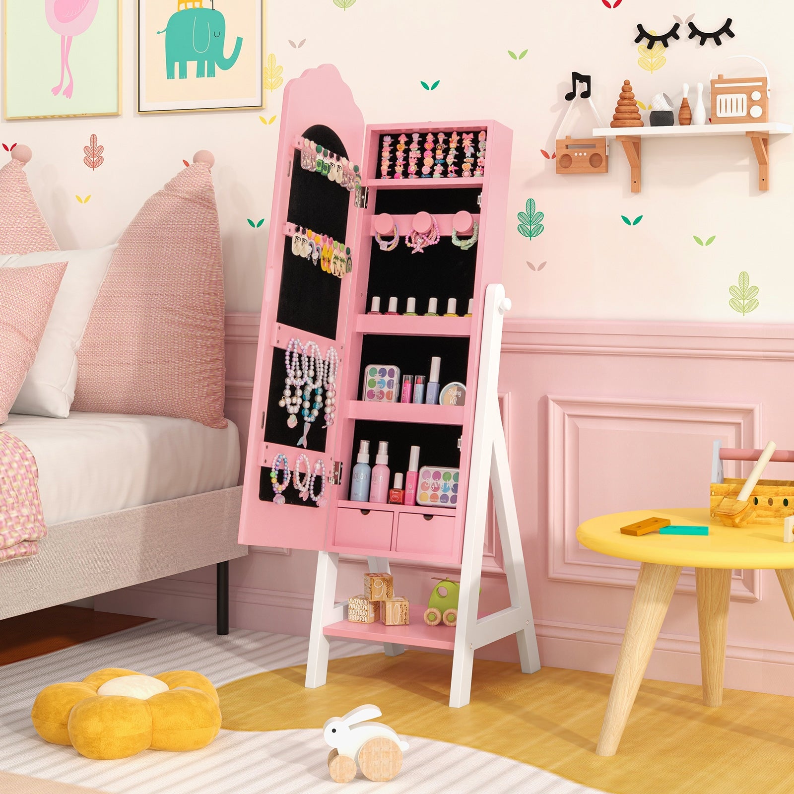 Kids Vanity Set, Jewelry Armoire Cabinet, Full-Length Mirror, Pink Kids Vanities at Gallery Canada