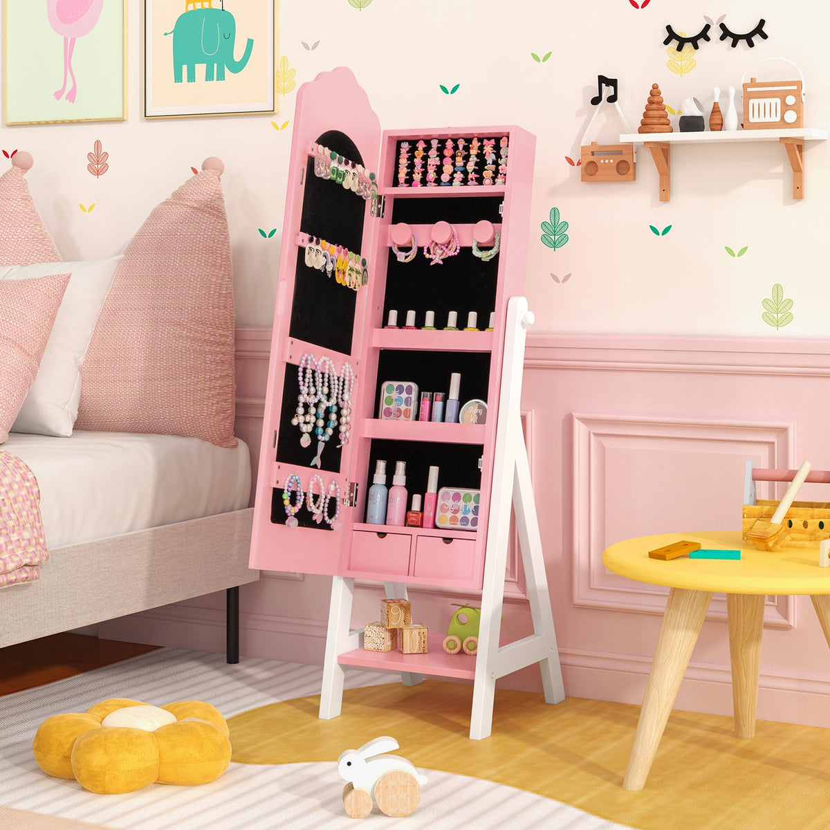 Kids Vanity Set, Jewelry Armoire Cabinet, Full-Length Mirror, Pink Kids Vanities at Gallery Canada
