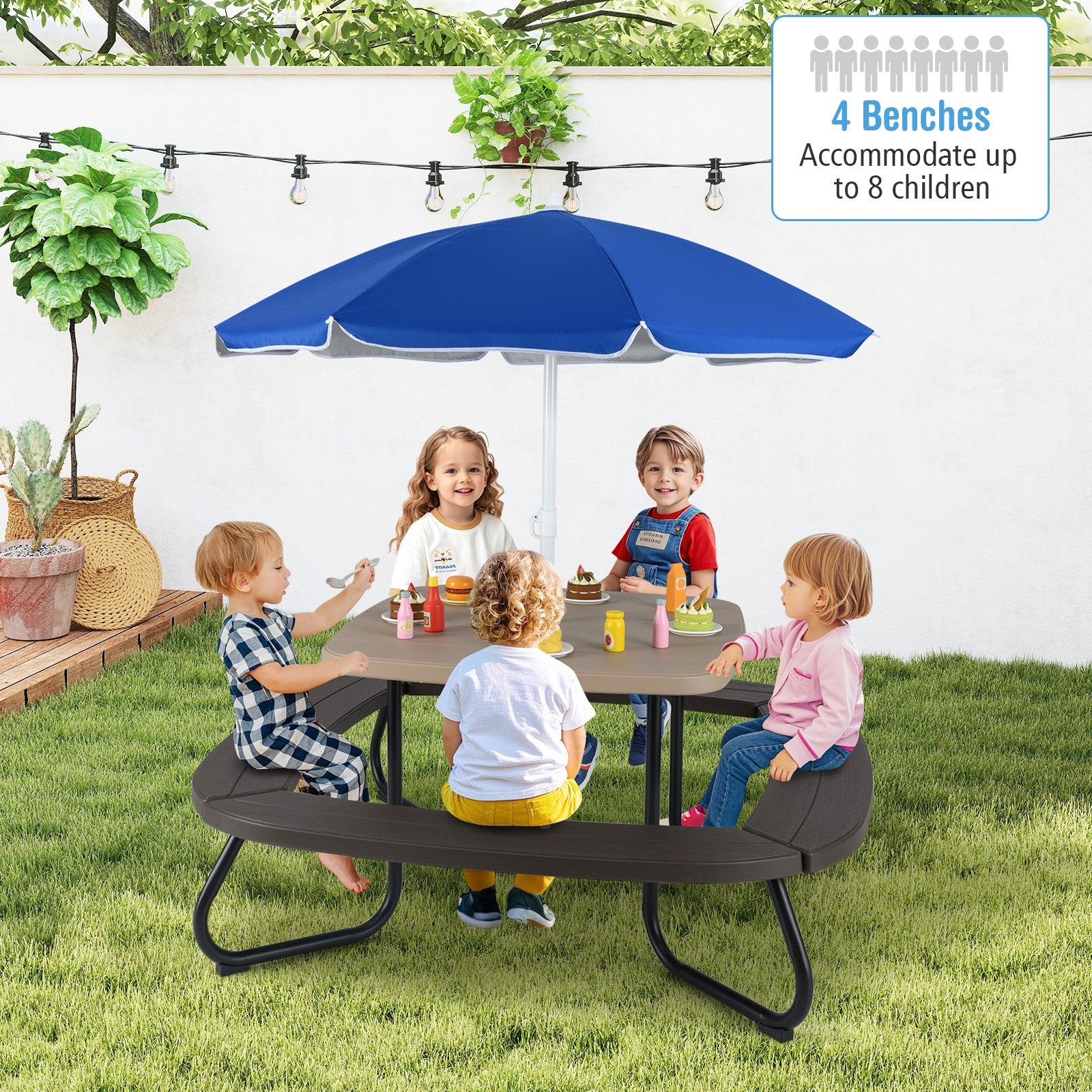 Toddler Outdoor Activity Table, Adjustable Umbrella, Brown Kids Chairs & Seating at Gallery Canada