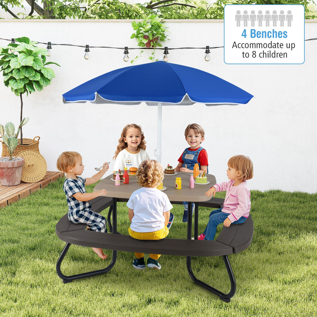 Toddler Outdoor Activity Table, Adjustable Umbrella, Brown Kids Chairs & Seating at Gallery Canada