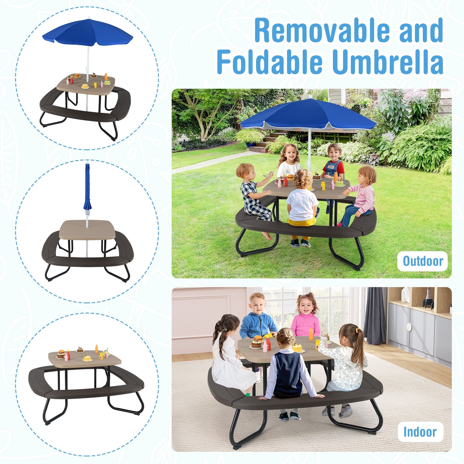 Toddler Outdoor Activity Table, Adjustable Umbrella, Brown Kids Chairs & Seating at Gallery Canada