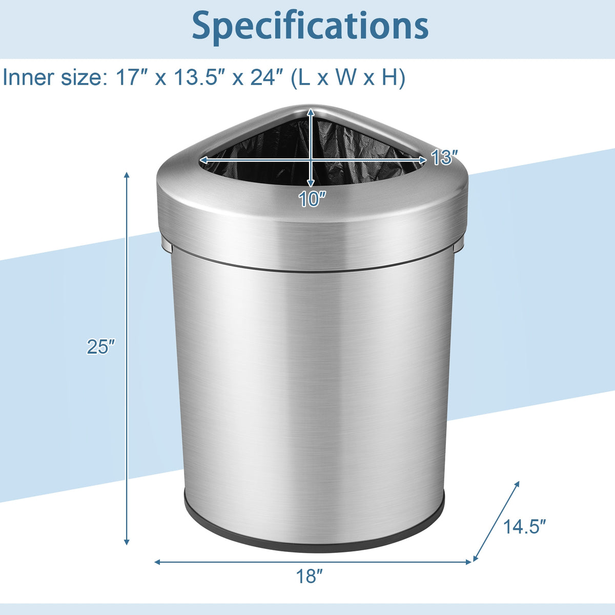 60L Stainless Steel Corner Trash Bin With Lid, Silver Kitchen Organization at Gallery Canada