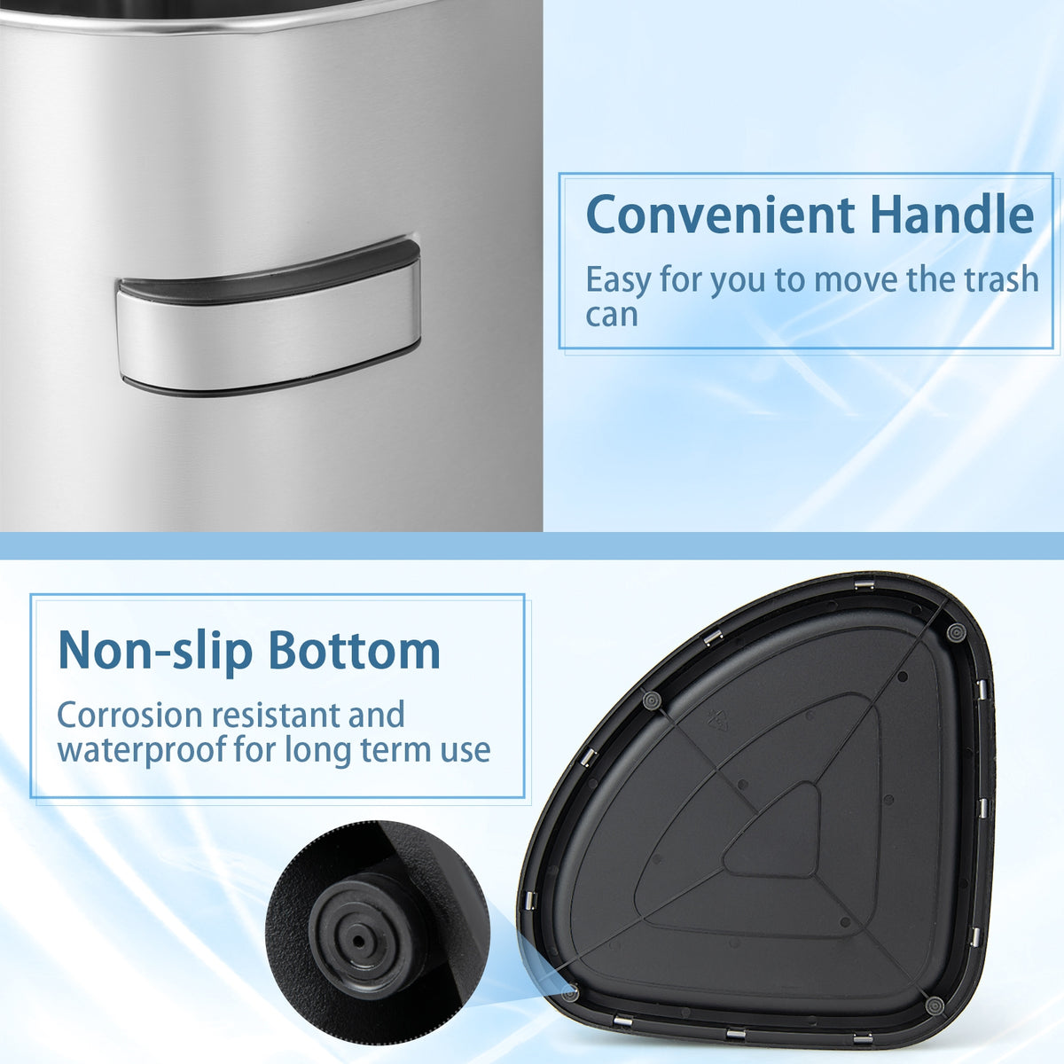 60L Stainless Steel Corner Trash Bin With Lid, Silver Kitchen Organization at Gallery Canada