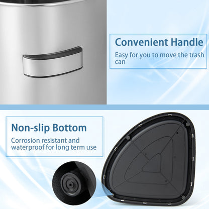 60L Stainless Steel Corner Trash Bin With Lid, Silver Kitchen Organization at Gallery Canada