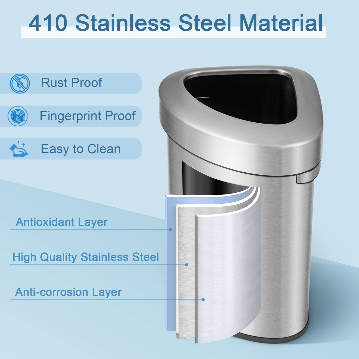 60L Stainless Steel Corner Trash Bin With Lid, Silver Kitchen Organization at Gallery Canada