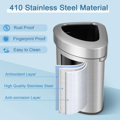 60L Stainless Steel Corner Trash Bin With Lid, Silver Kitchen Organization at Gallery Canada