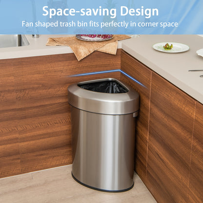 60L Stainless Steel Corner Trash Bin With Lid, Silver Kitchen Organization at Gallery Canada