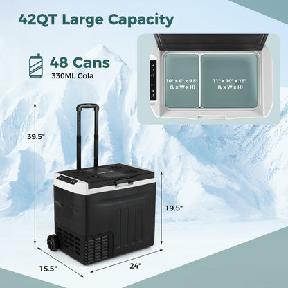 12V Car Refrigerator 42QT, Touch Panel, Removable Divider, Black Coolers at Gallery Canada