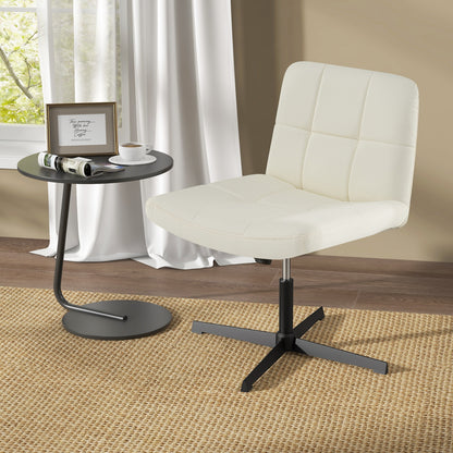PU Leather Cross-Legged Office Chair, U-Shaped Seat, Beige Armless Chairs at Gallery Canada