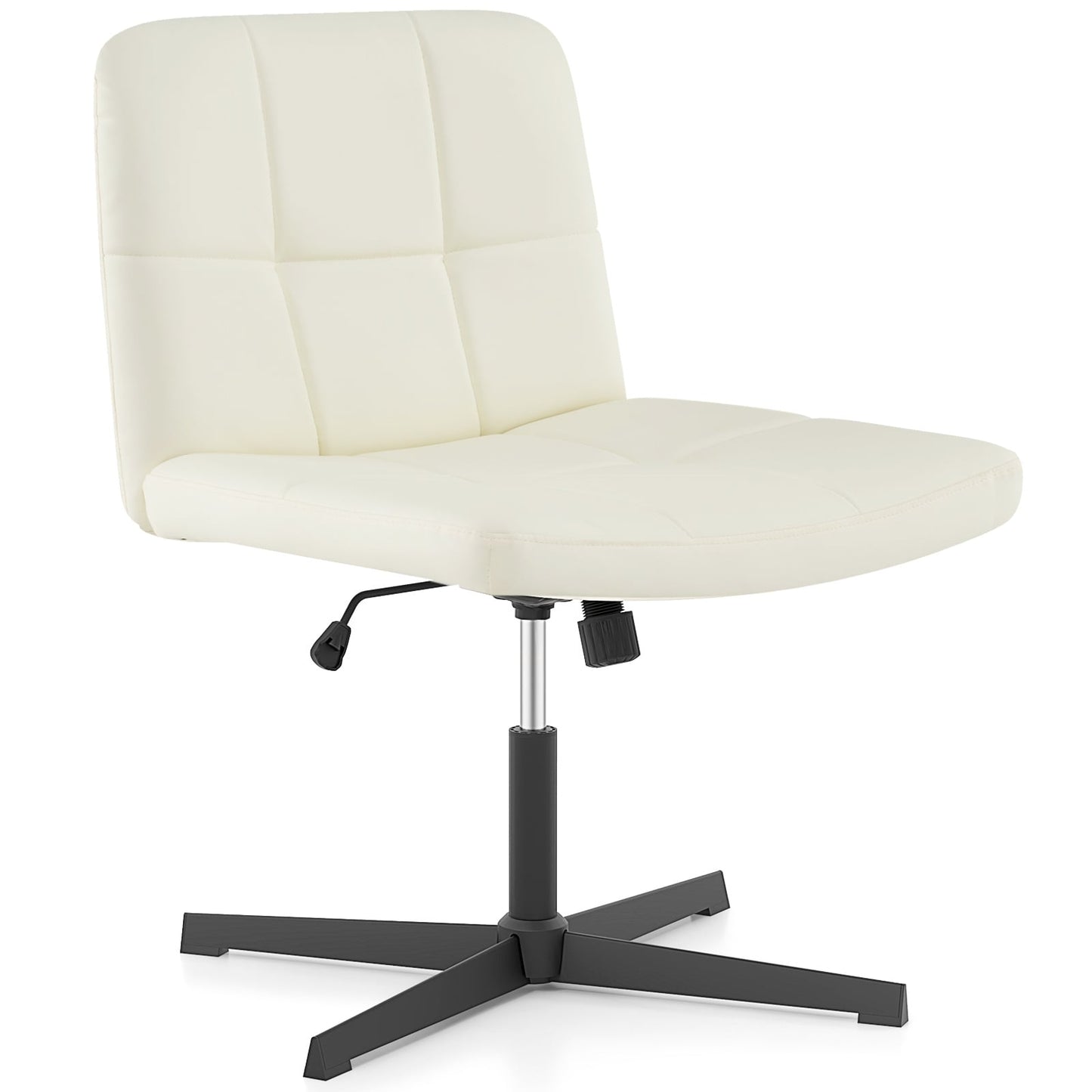 PU Leather Cross-Legged Office Chair, U-Shaped Seat, Beige Armless Chairs at Gallery Canada