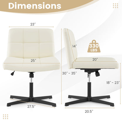 PU Leather Cross-Legged Office Chair, U-Shaped Seat, Beige Armless Chairs at Gallery Canada