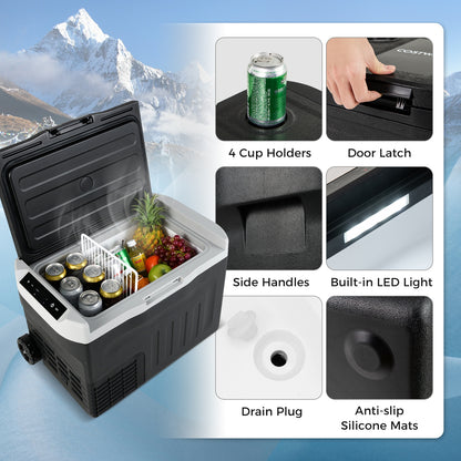 12V Car Refrigerator 32QT, Touch Panel, Removable Divider, Black Coolers at Gallery Canada