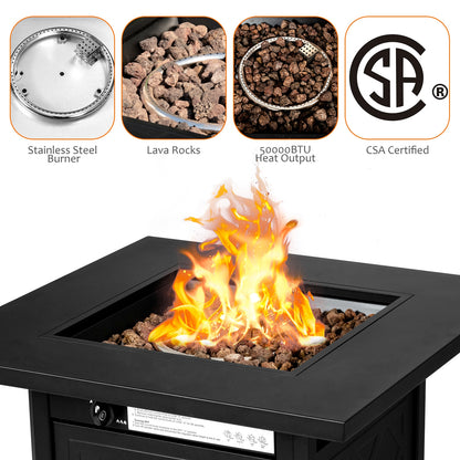 7-Piece Patio Set, 28 Inches 50000 BTU Propane Fire Pit Table, Red Patio Furniture Sets at Gallery Canada
