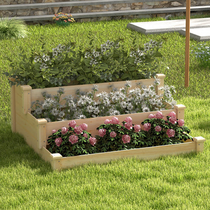3-Tier Wooden Raised Garden Bed for Backyard Patio Gardening, Natural Raised Garden Beds at Gallery Canada
