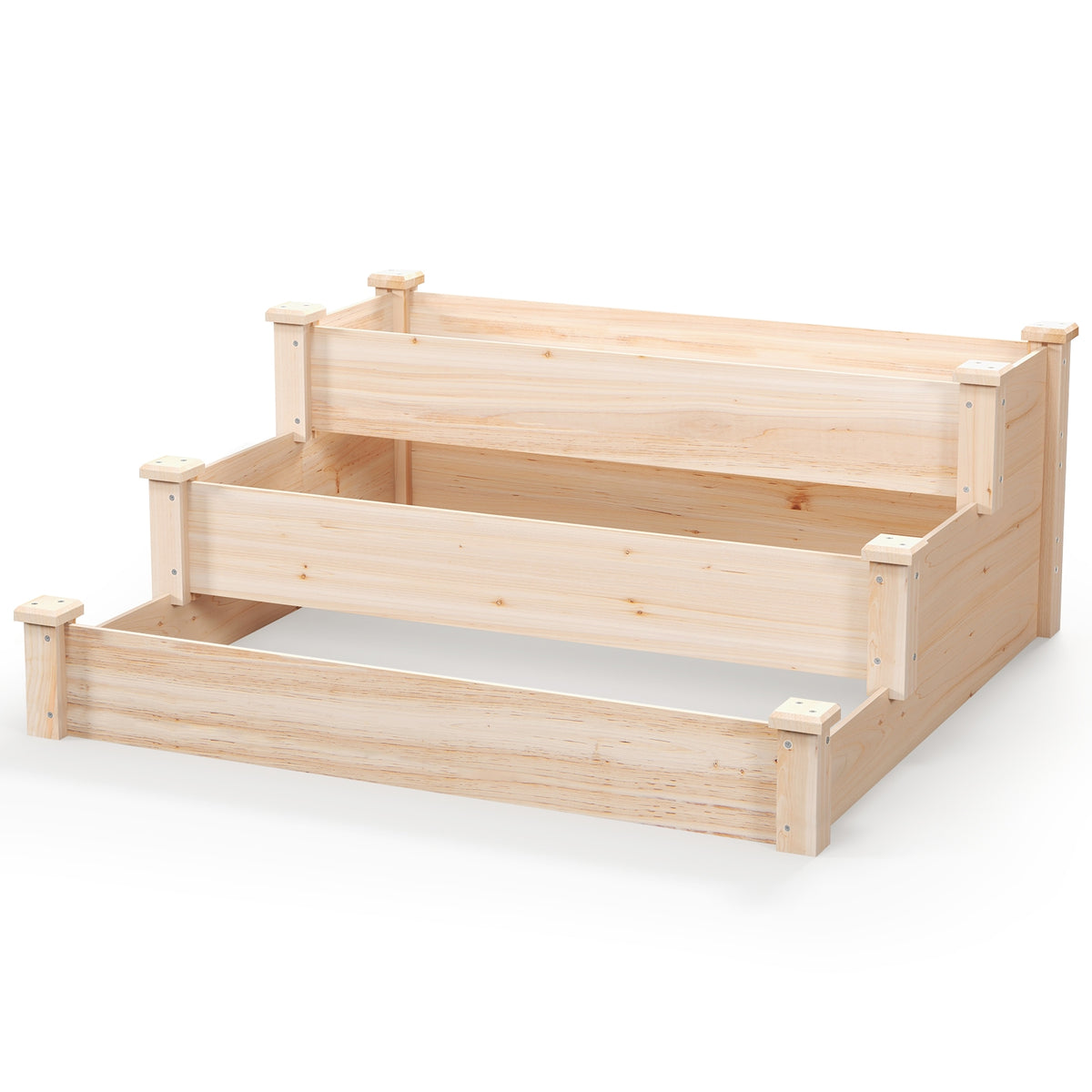 3-Tier Wooden Raised Garden Bed for Backyard Patio Gardening, Natural Raised Garden Beds at Gallery Canada