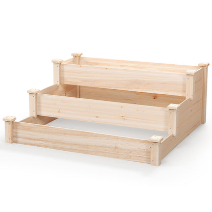 3-Tier Wooden Raised Garden Bed for Backyard Patio Gardening, Natural Raised Garden Beds at Gallery Canada