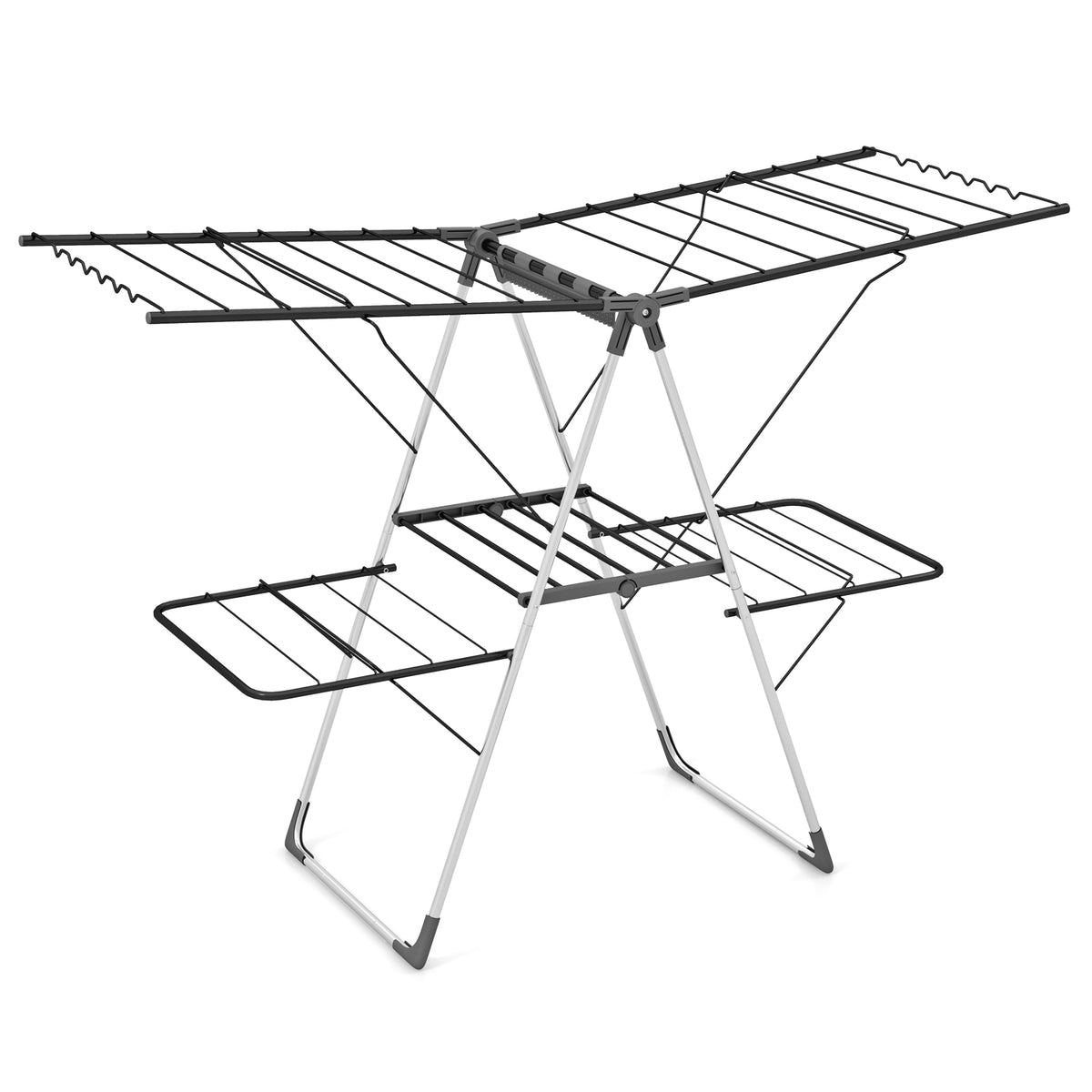 2-Tier Clothes Drying Rack, 33 Rails, Height Adjustable Gullwings, Silver Drying Racks at Gallery Canada
