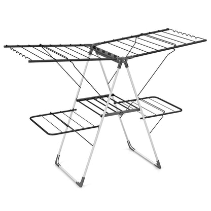 2-Tier Clothes Drying Rack, 33 Rails, Height Adjustable Gullwings, Silver Drying Racks at Gallery Canada