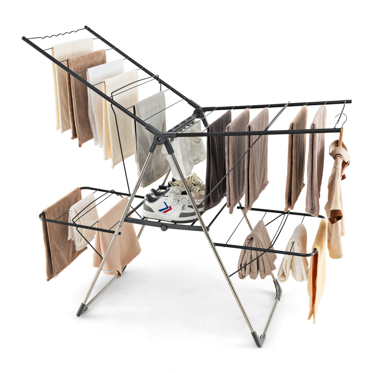 2-Tier Clothes Drying Rack, 33 Rails, Height Adjustable Gullwings, Silver Drying Racks at Gallery Canada