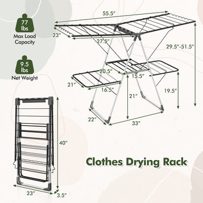 2-Tier Clothes Drying Rack, 33 Rails, Height Adjustable Gullwings, Silver Drying Racks at Gallery Canada