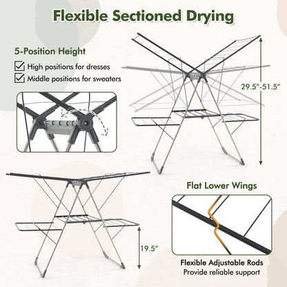 2-Tier Clothes Drying Rack, 33 Rails, Height Adjustable Gullwings, Silver Drying Racks at Gallery Canada