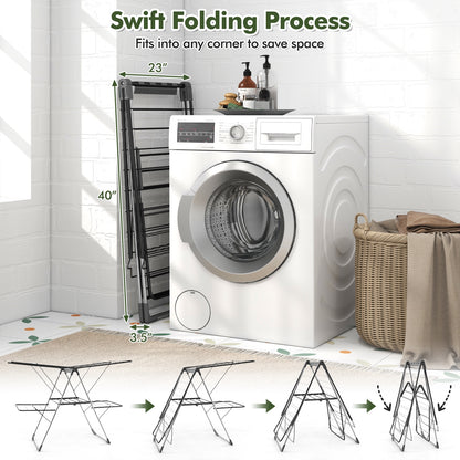 2-Tier Clothes Drying Rack, 33 Rails, Height Adjustable Gullwings, Silver Drying Racks at Gallery Canada