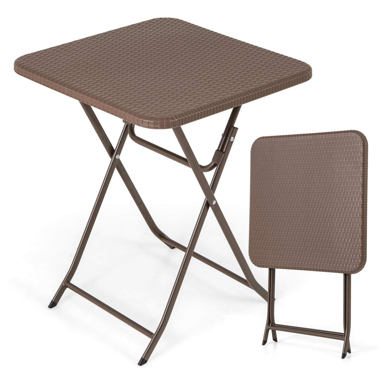 Folding Picnic Table, Rattan Grain HDPE Tabletop, Sturdy Metal Frame, Coffee Patio Dining Tables at Gallery Canada