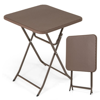Folding Picnic Table, Rattan Grain HDPE Tabletop, Sturdy Metal Frame, Coffee Patio Dining Tables at Gallery Canada
