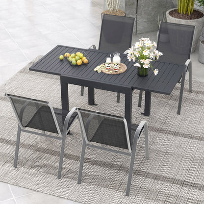 Extendable Aluminum Outdoor Dining Table Set With 4 Stackable Chairs Patio Dining Sets at Gallery Canada